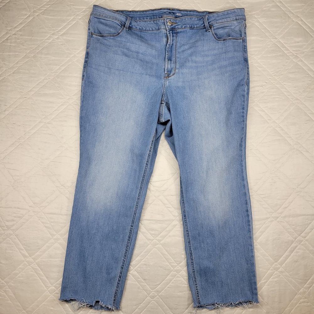 Old Navy High Rise Straight distressed blue jeans size 24